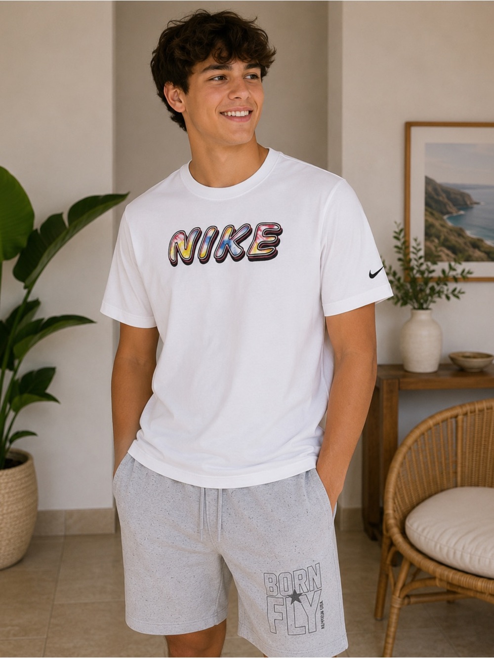 Nike White Tee with Colorful Logo - Picture 9 of 9